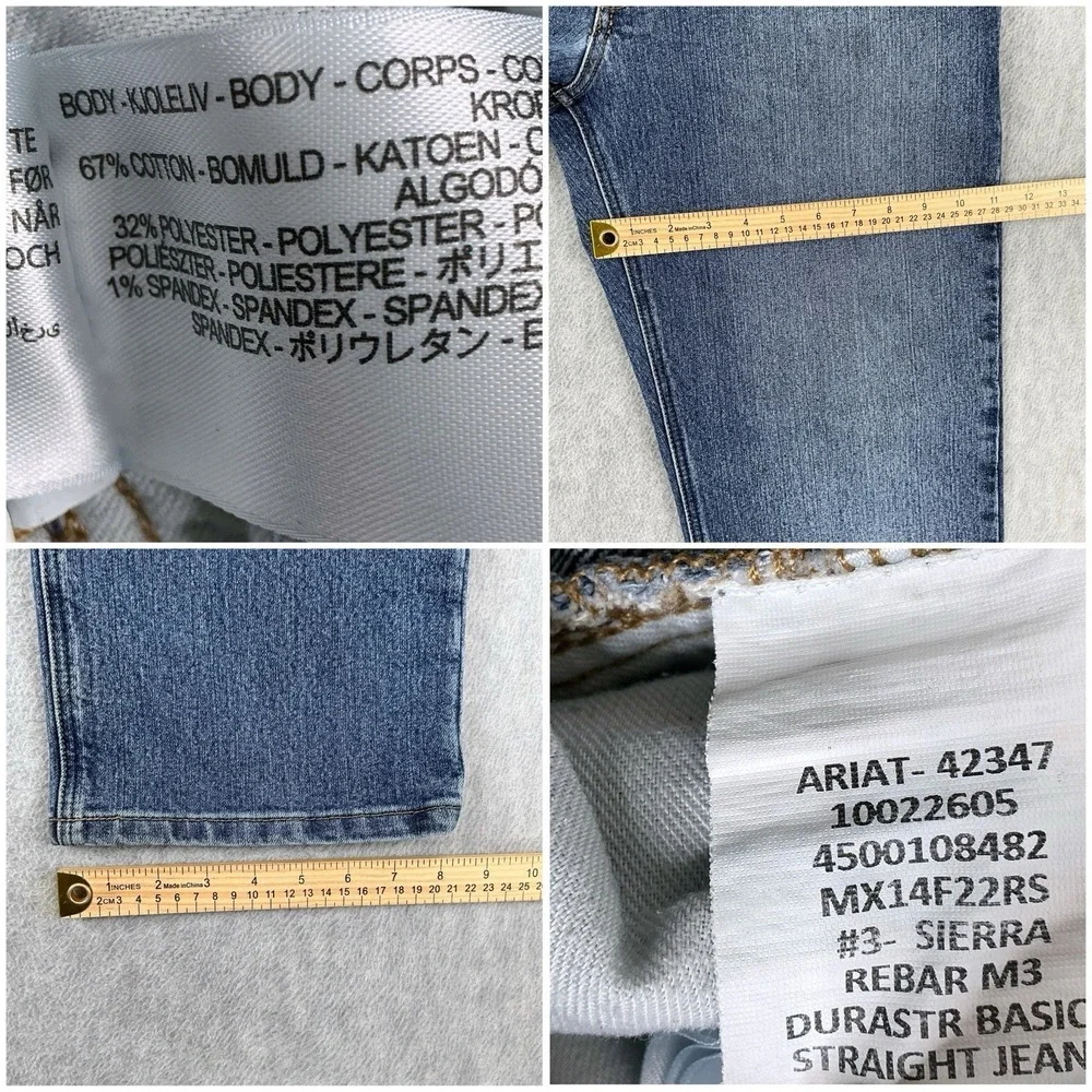 Ariat Jeans Men 32x30 (ACTUAL 32x29) Blue Rebar M3 Loose Blue Straight Workwear